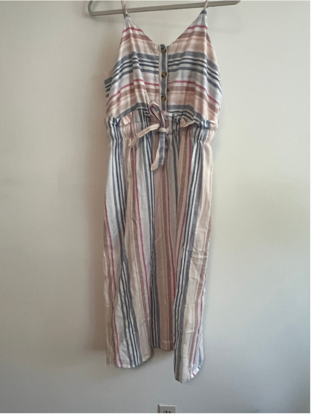 Women's Japna Striped Jumpsuit L White Pink Blue